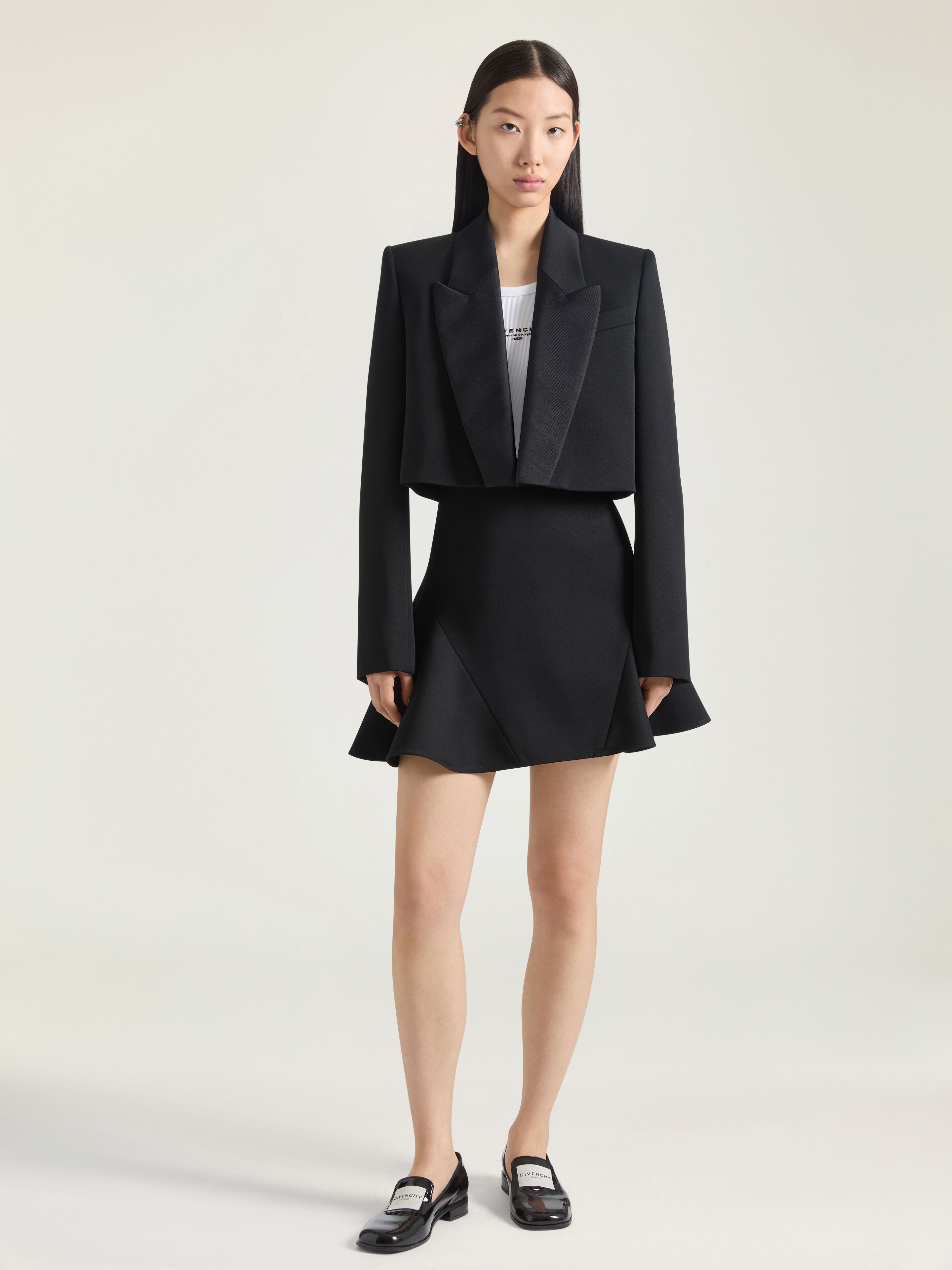 Ruffled mini skirt in wool